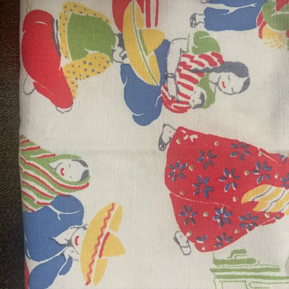 Vintage  Linen Kitchen Towel  Southwestern Aztec Kitschy Retro 26 x 16